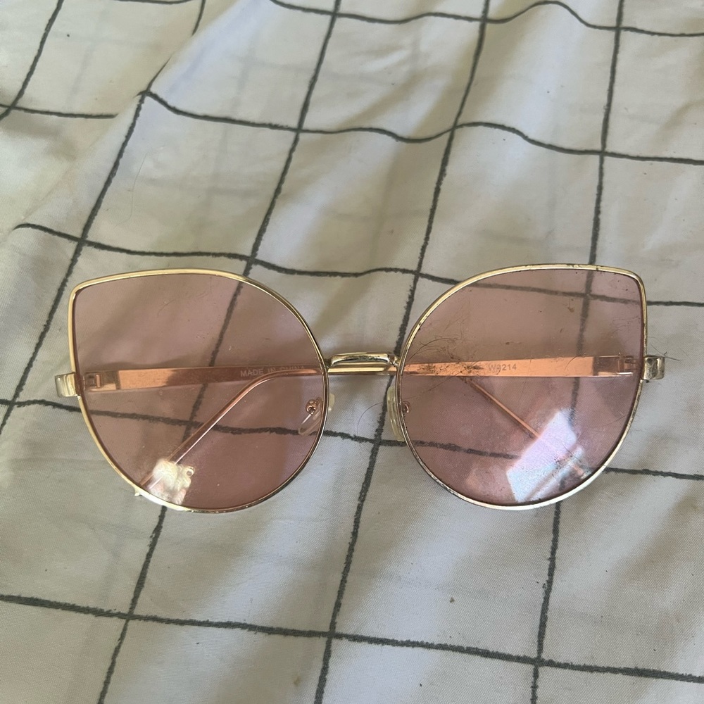 Oversized Gold Metal Cat eye Retro Sunglasses